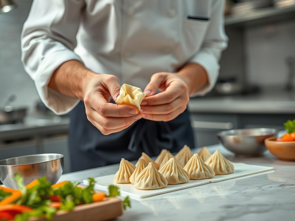 Chef Jamie Lin demonstrating her viral dumpling folding technique that's cooking today on social media